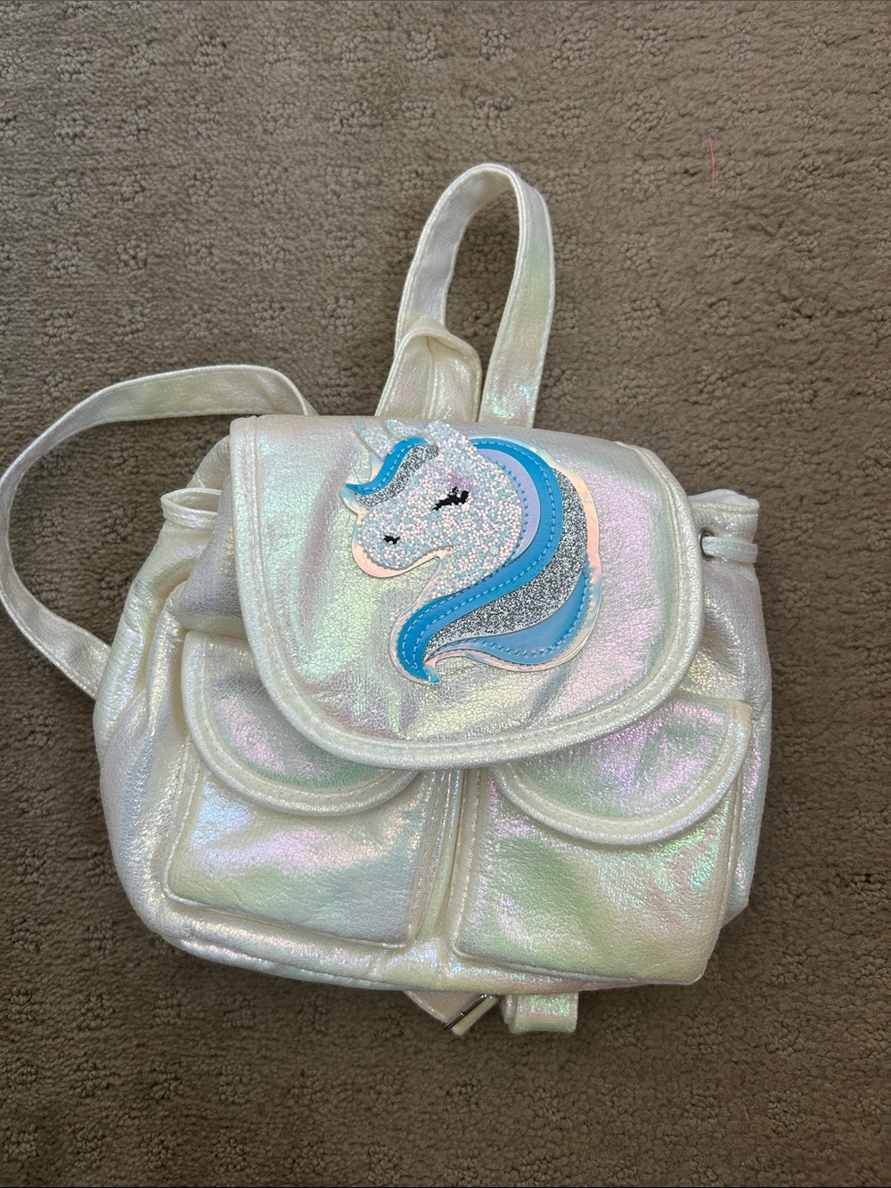 Kids Iridescent Unicorn Mini Backpack - White
